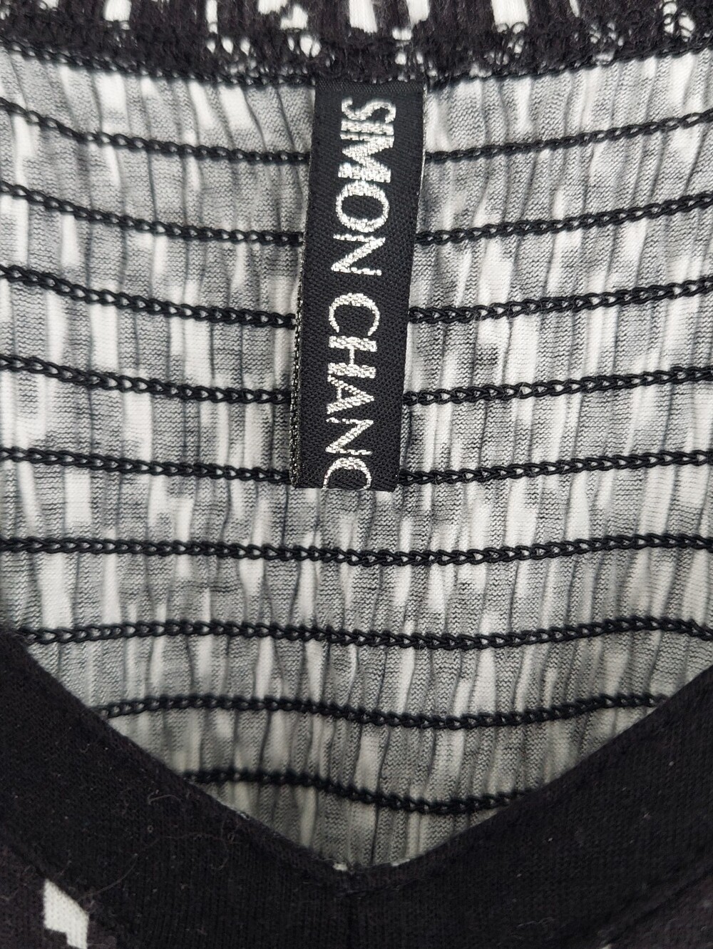 Simon Chang Black White Geometric Print Smocked Sundress Large - Picture 2 of 12